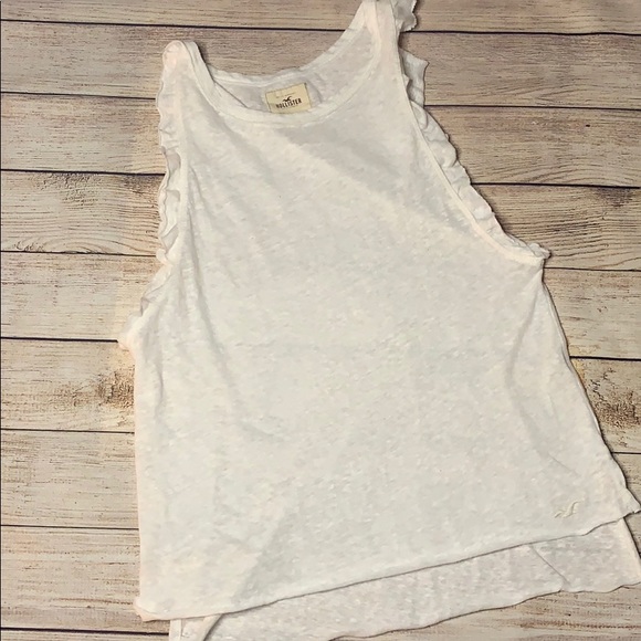Hollister Ruffled Arm Openings White Tank Size Small - Picture 1 of 4